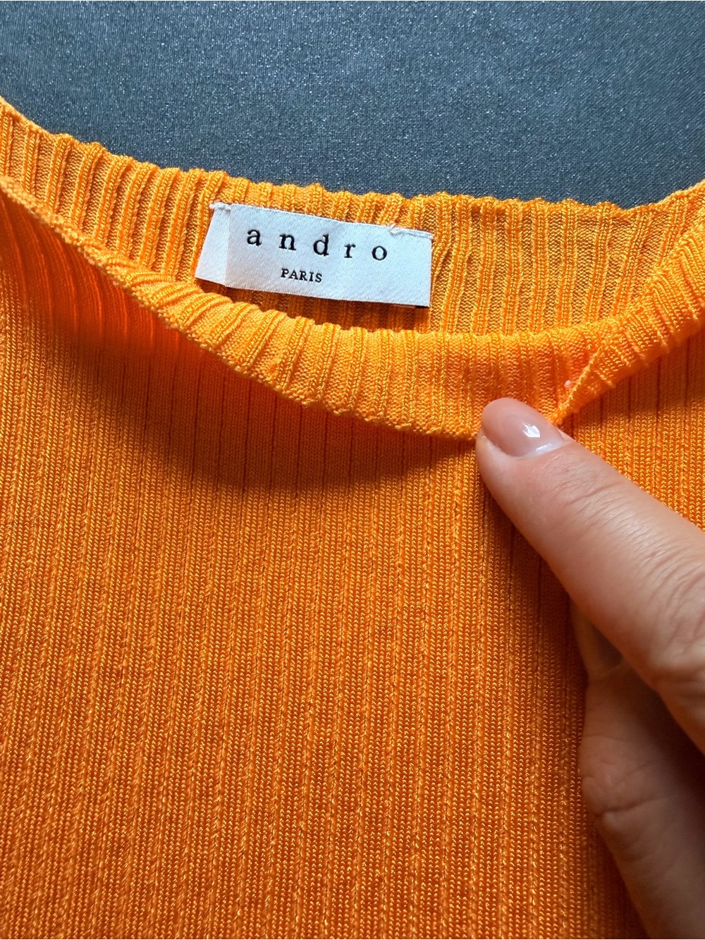 Sandro Orange Ribbed Square-Neck Tank - Picture 6 of 6